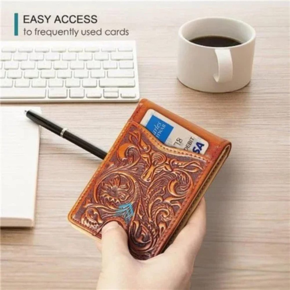 NEW Full Grain Leather Wallets for Men Brown Bifold Wallet RFID - Picture 4 of 8
